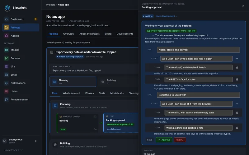 Backlog kapısı: yerinde düzenlenebilen epic, story ve task'lar